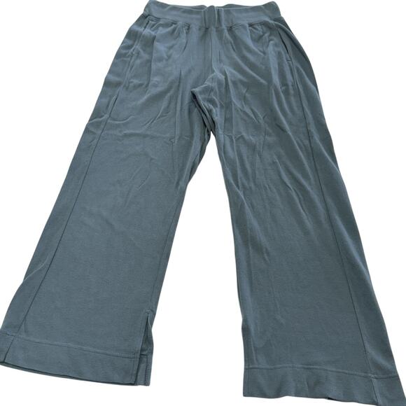 Pact Pants - Pact Pants Womens Medium Blue Airplane Slit Hem Wide Leg Organic Cotton Lounge